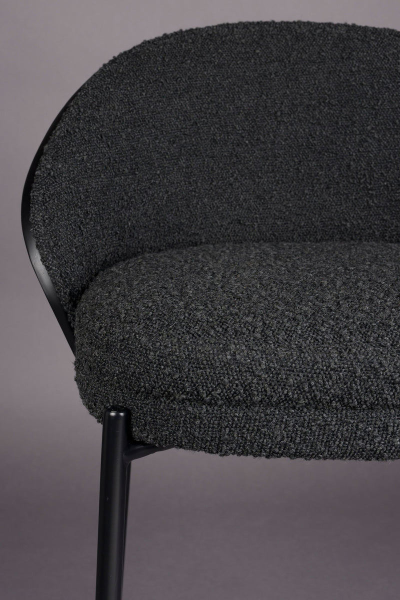 Barhocker Rodin im 2er-Set, Bouclé-Bezug in Schwarz von Dutchbone