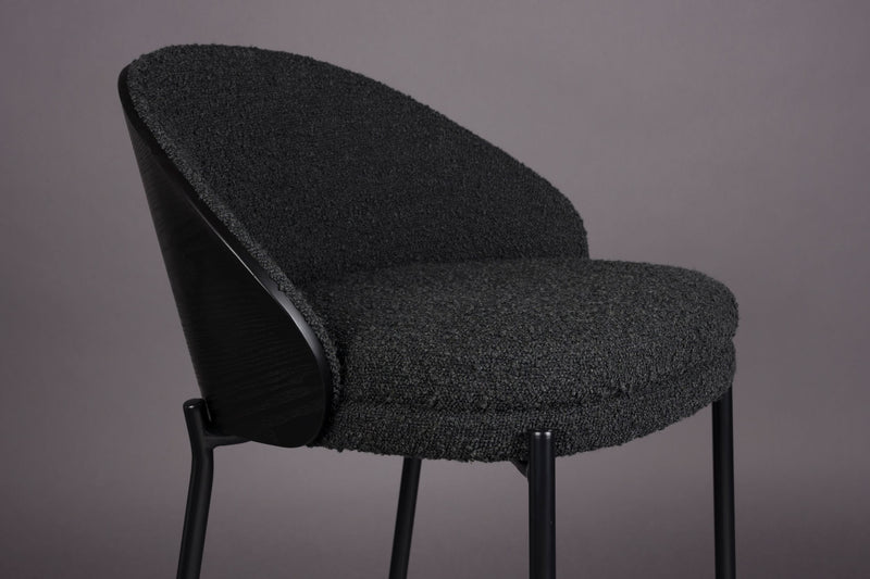 Barhocker Rodin im 2er-Set, Bouclé-Bezug in Schwarz von Dutchbone