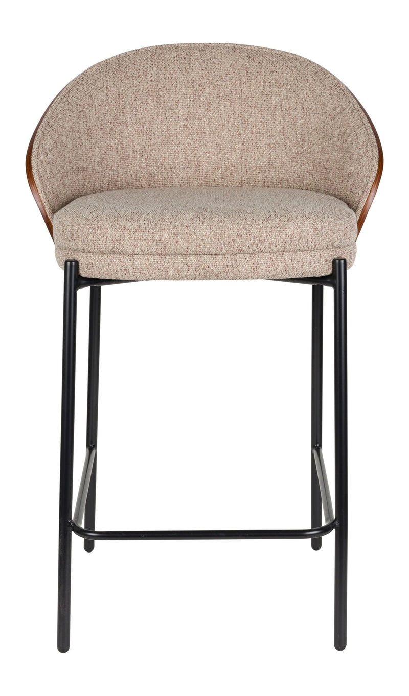 Barhocker Rodin 2er-Set, Beige mit Walnuss-Rückenlehne von Dutchbone