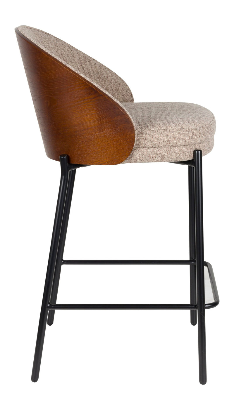 Barhocker Rodin 2er-Set, Beige mit Walnuss-Rückenlehne von Dutchbone