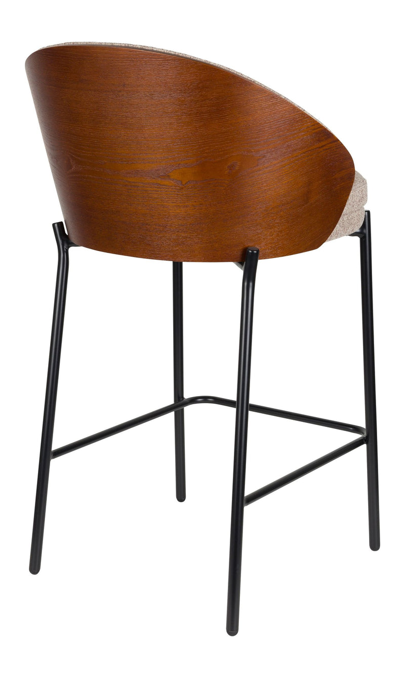 Barhocker Rodin 2er-Set, Beige mit Walnuss-Rückenlehne von Dutchbone