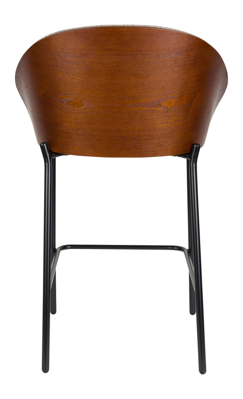 Barhocker Rodin 2er-Set, Beige mit Walnuss-Rückenlehne von Dutchbone