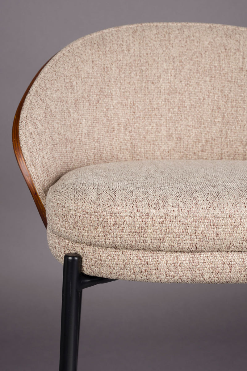 Barhocker Rodin 2er-Set, Beige mit Walnuss-Rückenlehne von Dutchbone