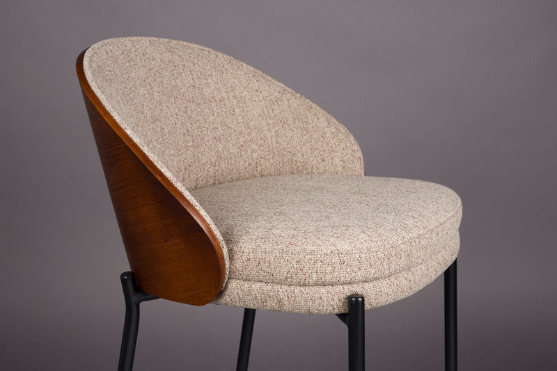 Barhocker Rodin 2er-Set, Beige mit Walnuss-Rückenlehne von Dutchbone