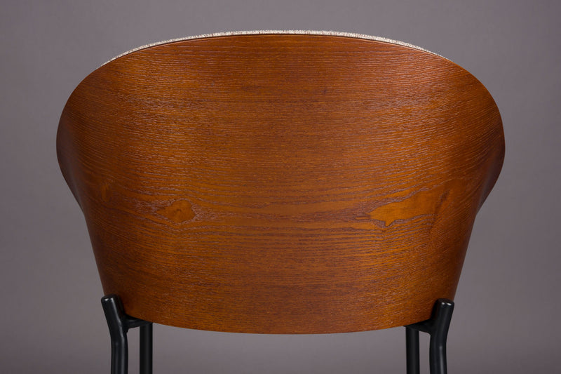 Barhocker Rodin 2er-Set, Beige mit Walnuss-Rückenlehne von Dutchbone