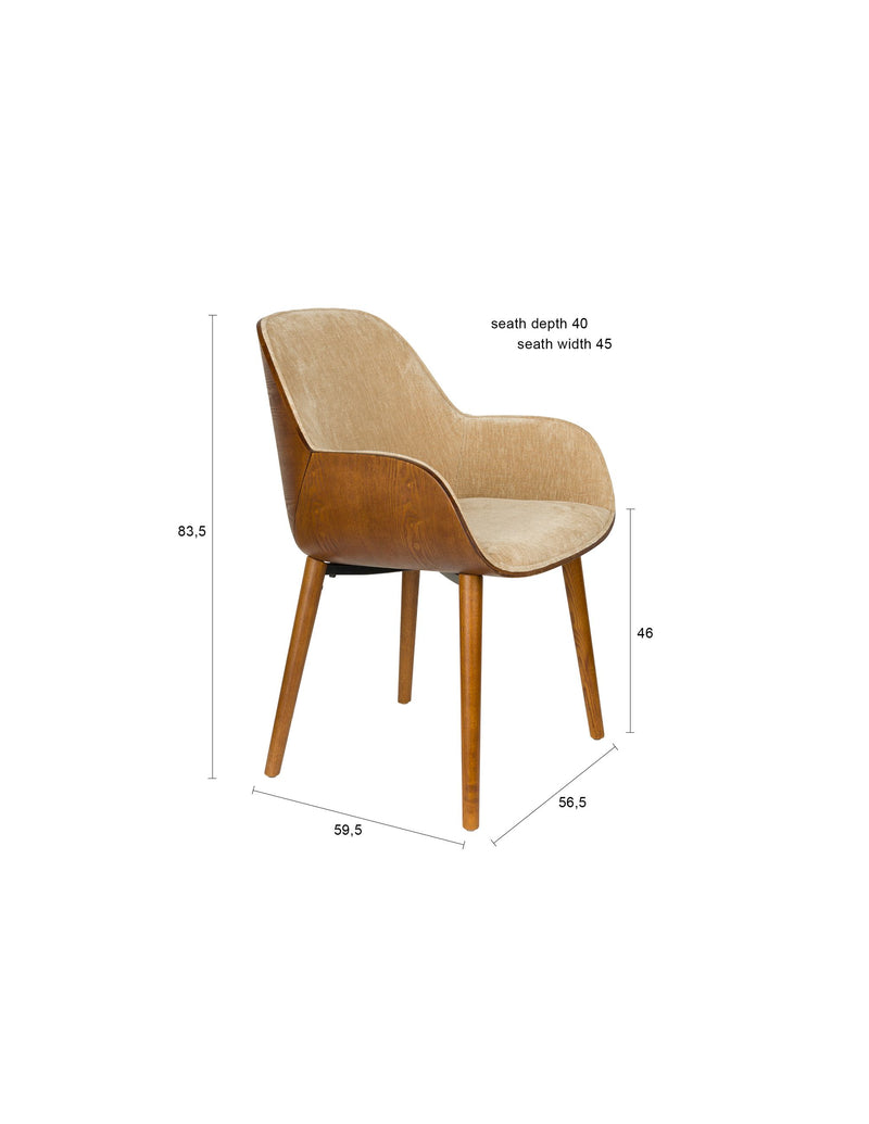Sessel Taylor Beige mit Eschenholz-Gestell von Dutchbone im 70er-Stil