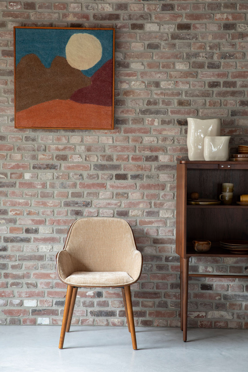 Sessel Taylor Beige mit Eschenholz-Gestell von Dutchbone im 70er-Stil