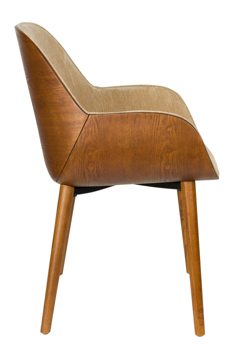 Sessel Taylor Beige mit Eschenholz-Gestell von Dutchbone im 70er-Stil