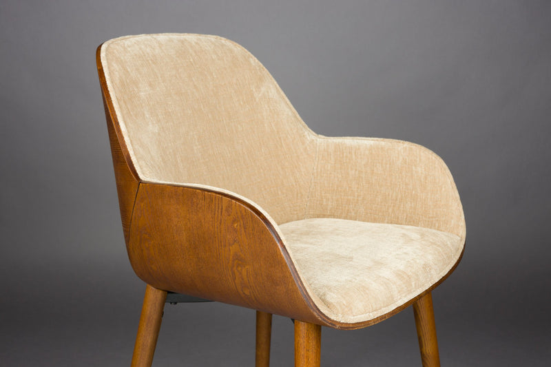 Sessel Taylor Beige mit Eschenholz-Gestell von Dutchbone im 70er-Stil