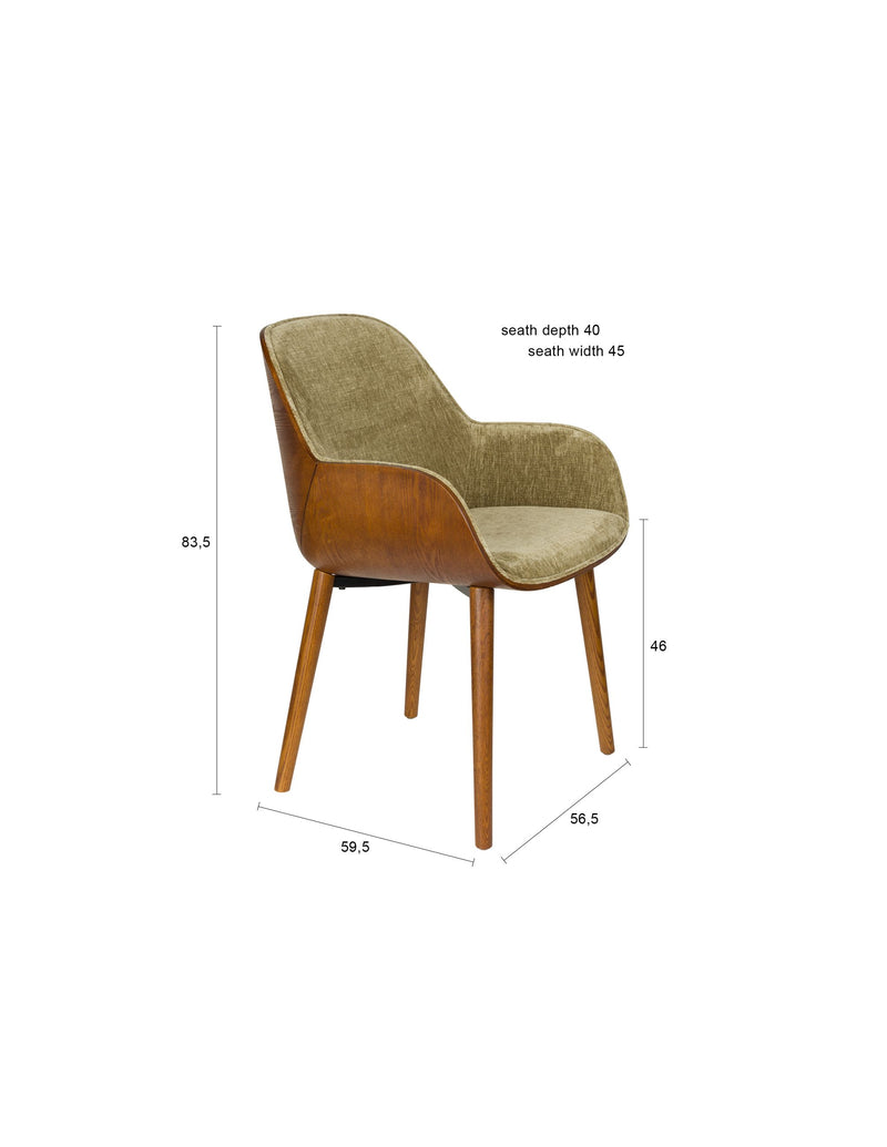 Sessel Taylor Green im Vintage-Look mit Samtbezug von Dutchbone