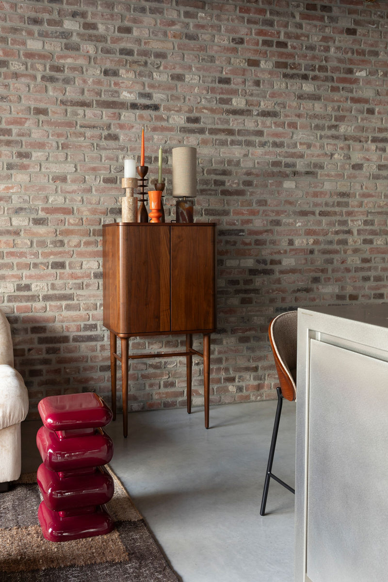 Hocker Stubby Bordeaux aus Eisen im 70er-Retro-Design von Dutchbone