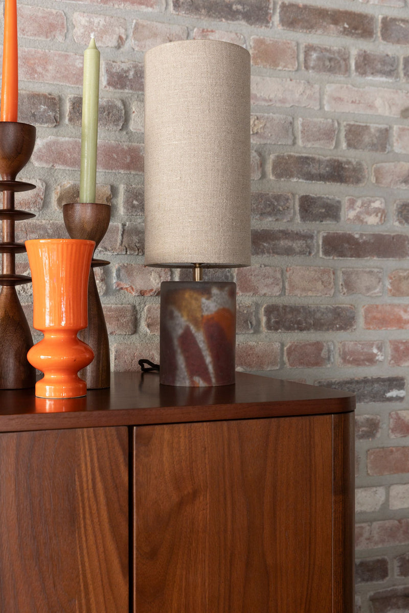 Tischlampe Earl mit Leinenschirm in Boho-Stil, Dutchbone, E27-Fassung