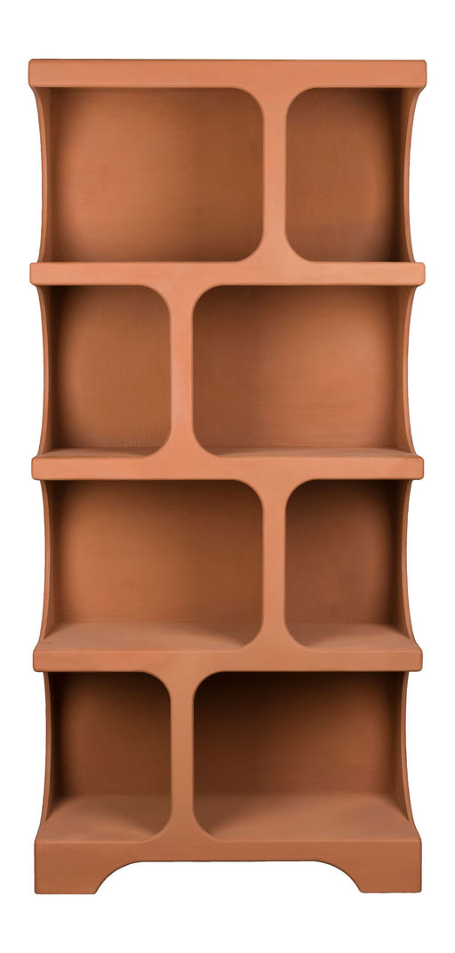 Regal Dundee XL in Terracotta mit vier Ebenen und acht großzügigen Ablagefächern in Gesamtansicht.