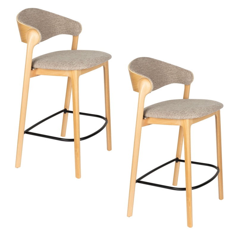 Barhocker Babington im 2er-Set, Naturfarben mit Buchenholzgestell