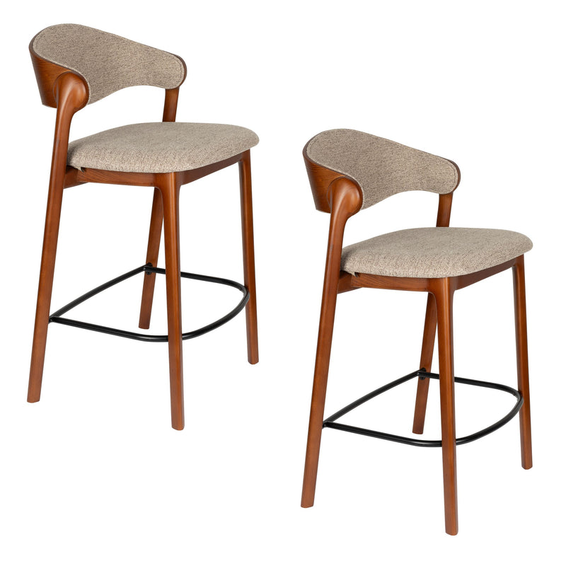 Barhocker Babington 2er-Set, Walnussfarben mit gepolsterter Sitzfläche