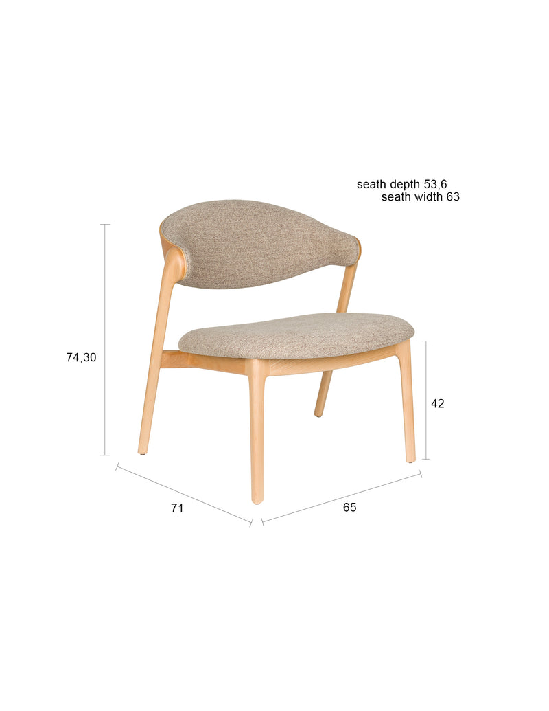 Loungesessel Babington Natural mit Buchenholz-Gestell im Boho-Stil