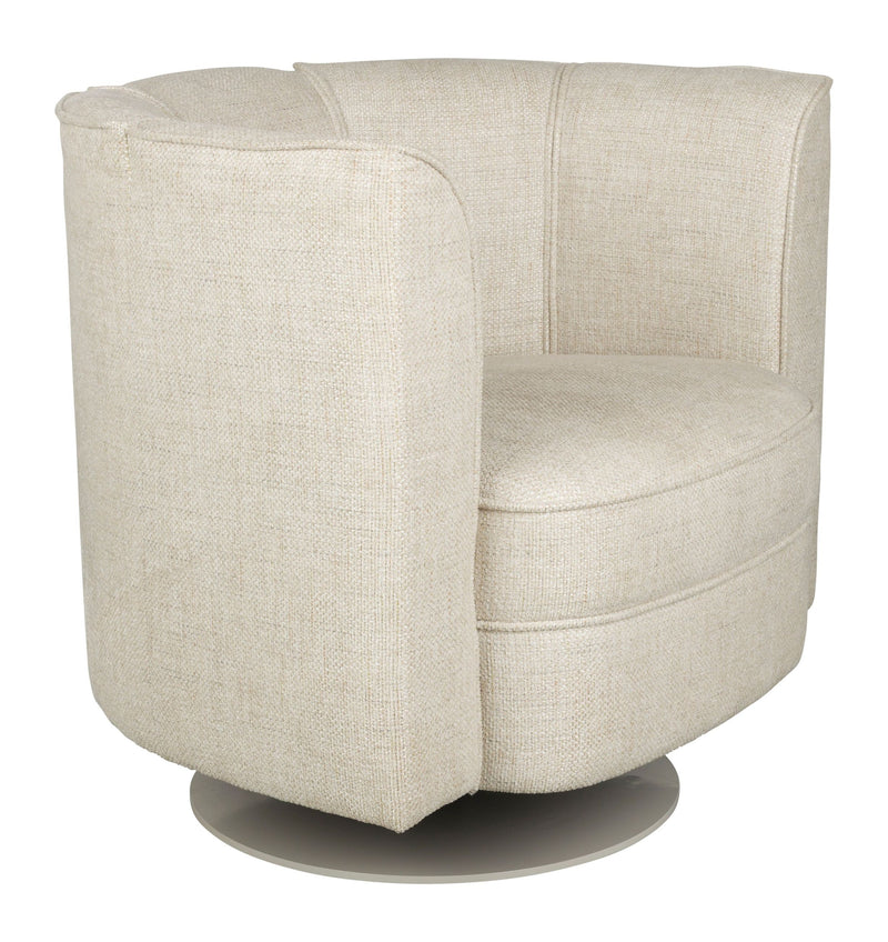 Loungesessel Flower Beige mit drehbarem Gestell im Boho-Retro-Stil