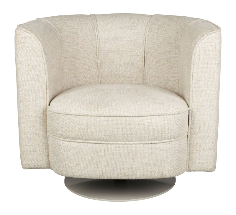 Loungesessel Flower Beige mit drehbarem Gestell im Boho-Retro-Stil