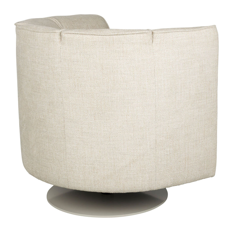 Loungesessel Flower Beige mit drehbarem Gestell im Boho-Retro-Stil