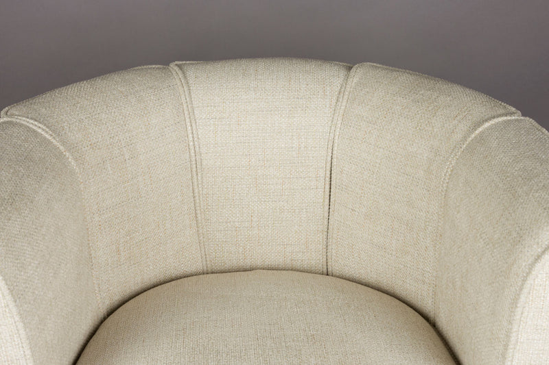 Loungesessel Flower Beige mit drehbarem Gestell im Boho-Retro-Stil