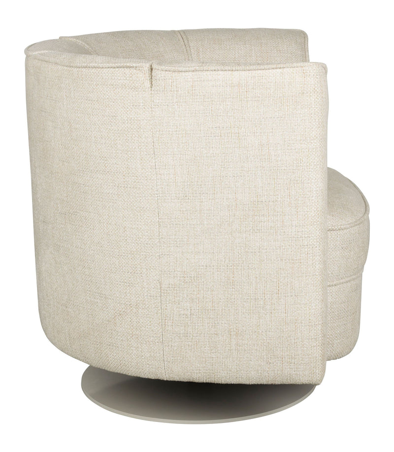 Loungesessel Flower Beige mit drehbarem Gestell im Boho-Retro-Stil