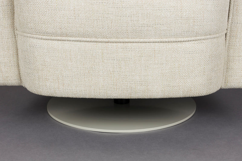Loungesessel Flower Beige mit drehbarem Gestell im Boho-Retro-Stil