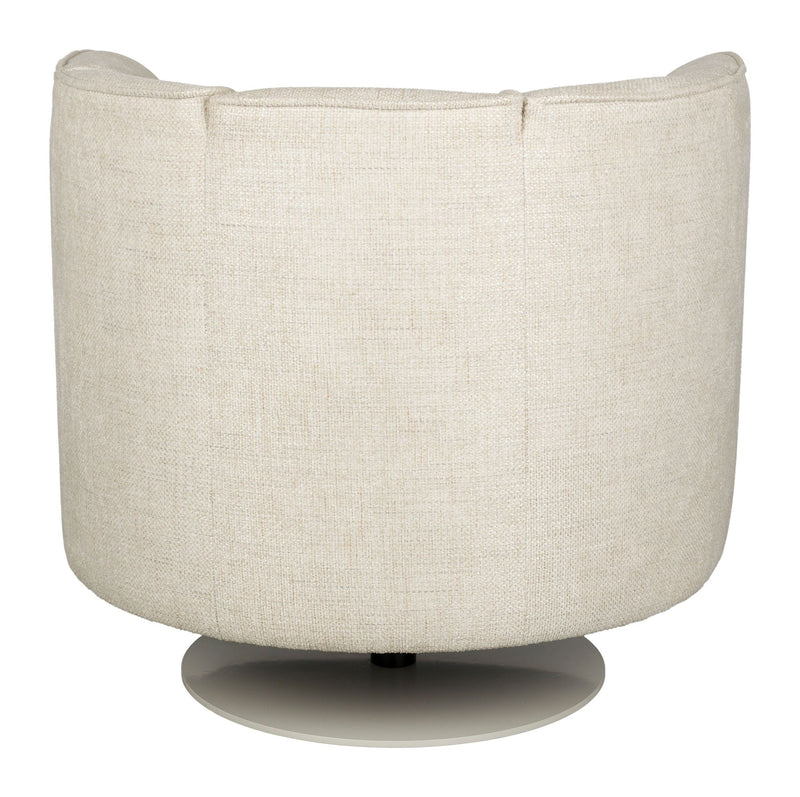 Loungesessel Flower Beige mit drehbarem Gestell im Boho-Retro-Stil