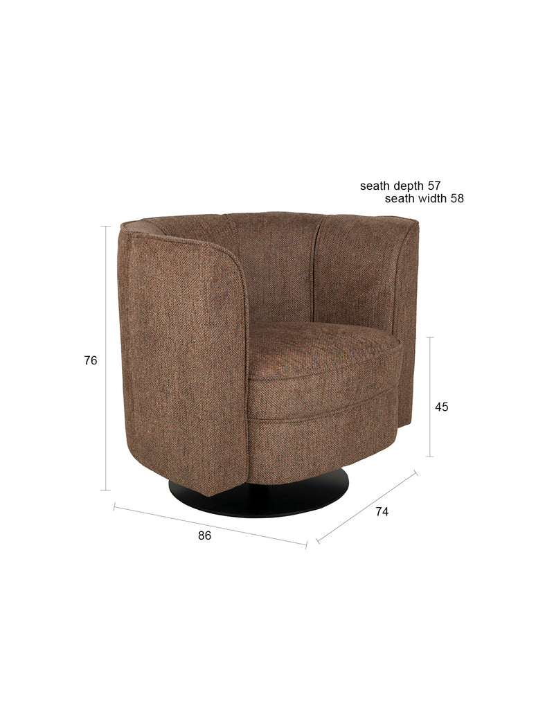 Loungesessel Flower Braun mit drehbarem Gestell von Dutchbone