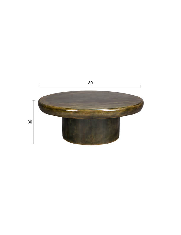 Couchtisch Mush 80 aus Mangoholz in Grün, Dutchbone Retro-Design