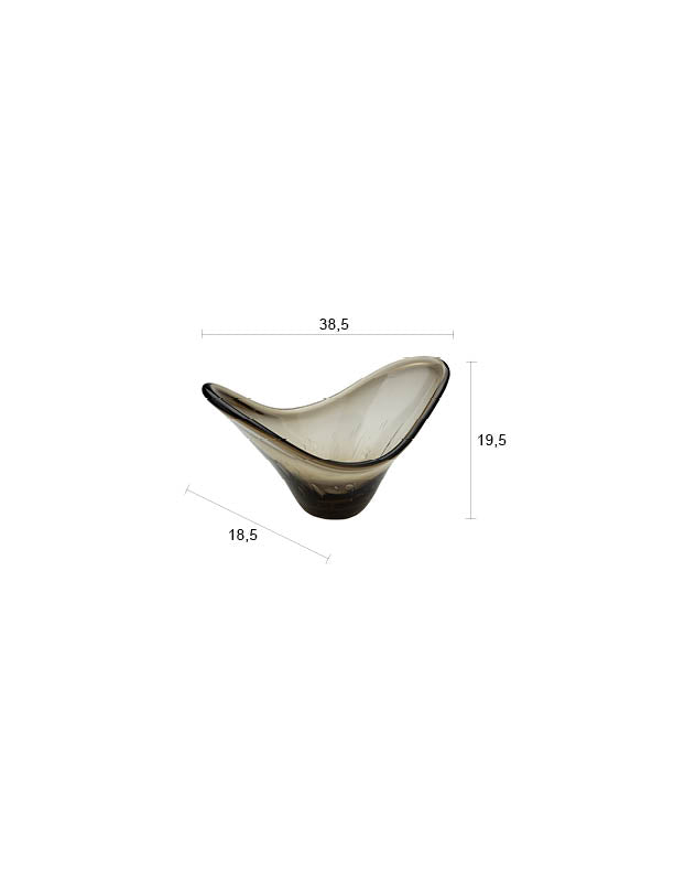 Tablett Dale aus schwarzem Rauchglas mit geschwungener Form, Dutchbone