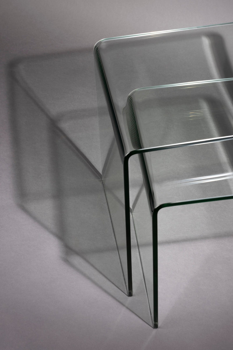 Beistelltisch Vetro 2er-Set aus Glas, Transparent von Dutchbone