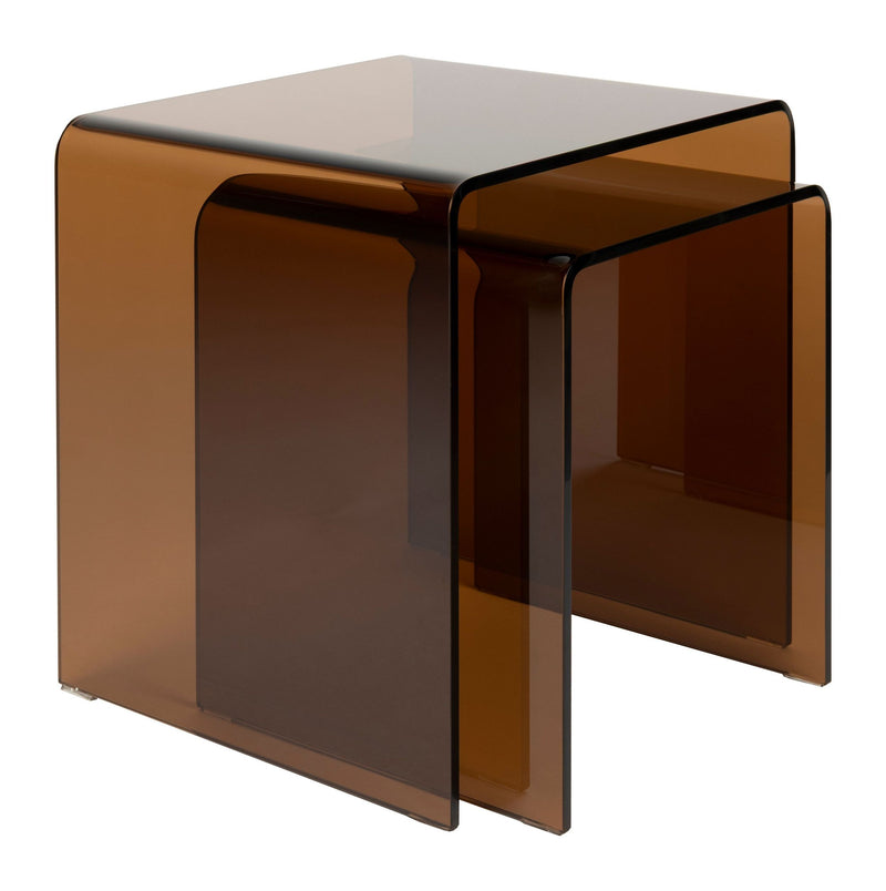 Beistelltisch Vetro 2er-Set aus Glas in Braun von Dutchbone
