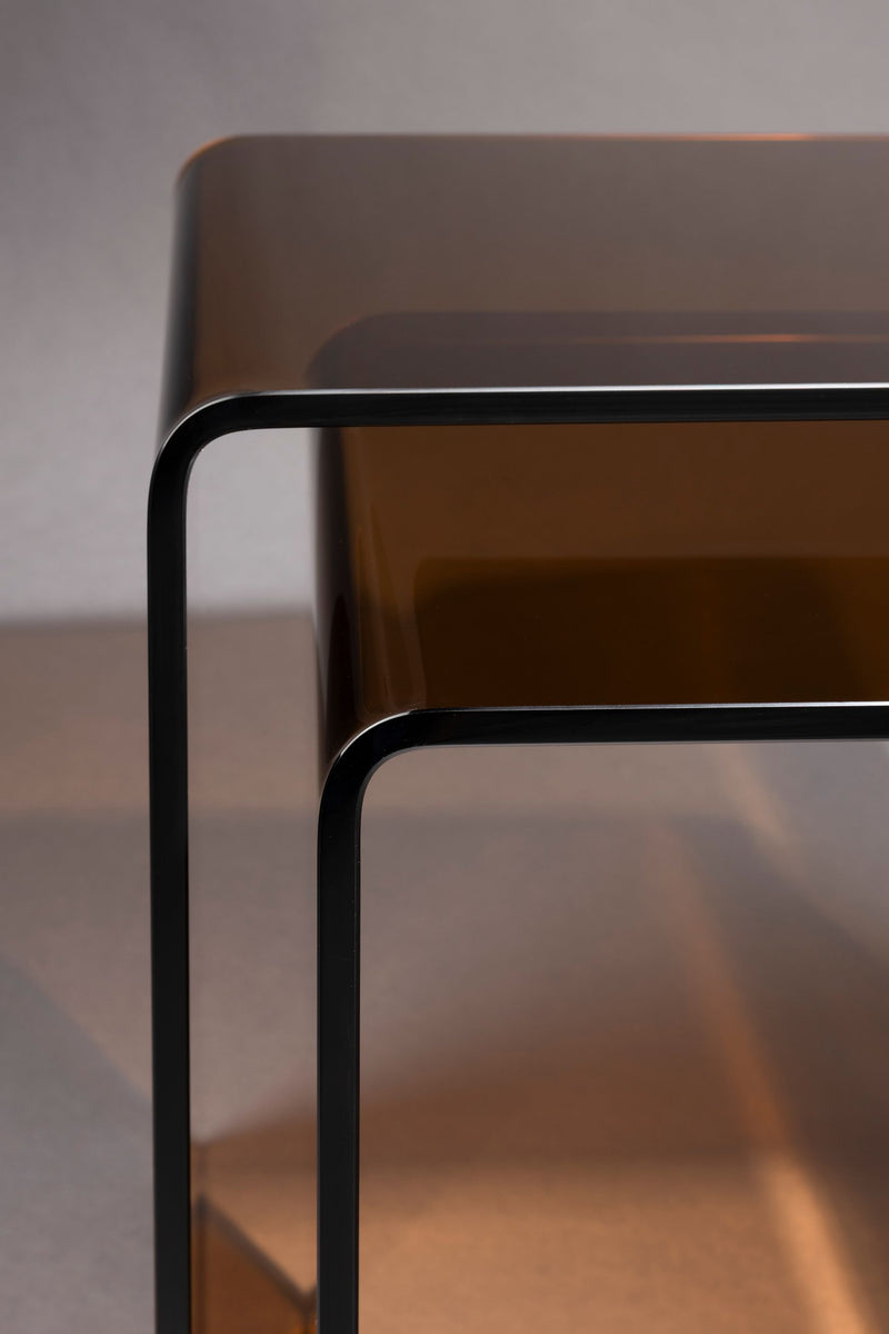 Beistelltisch Vetro 2er-Set aus Glas in Braun von Dutchbone