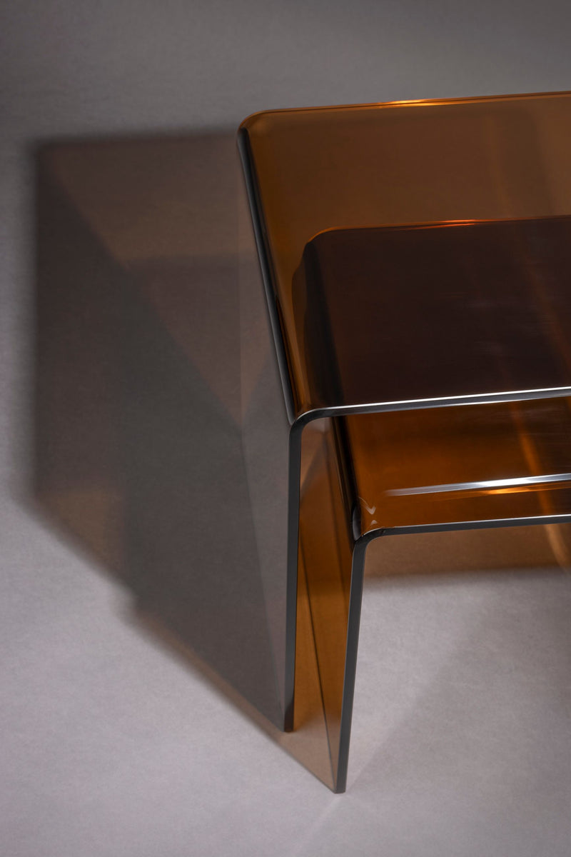 Beistelltisch Vetro 2er-Set aus Glas in Braun von Dutchbone