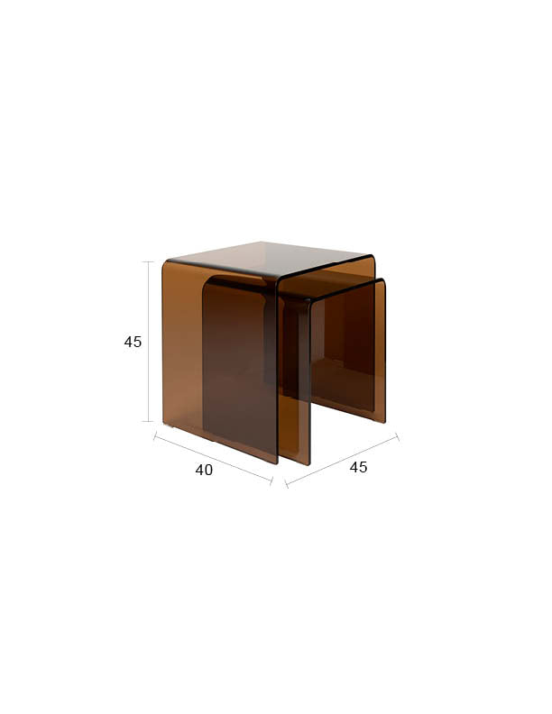 Beistelltisch Vetro 2er-Set aus Glas in Braun von Dutchbone