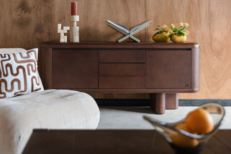 Sideboard Herman im Vintage-Look mit 3 Schubladen aus Eschenfurnier