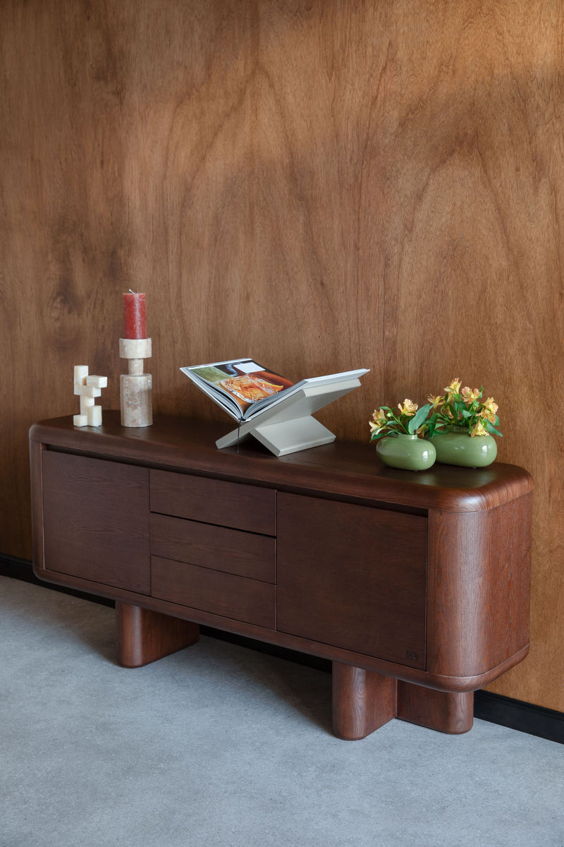 Sideboard Herman im Vintage-Look mit 3 Schubladen aus Eschenfurnier