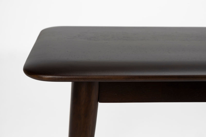 Sitzbank Elroy aus massivem Gummibaumholz, Walnussbraun im 1950er-Stil