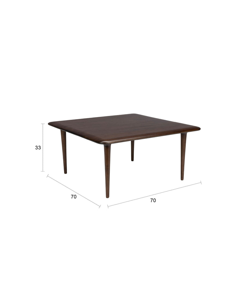 Couchtisch Elroy Square Dutchbone aus Gummibaumholz, Walnussbraun