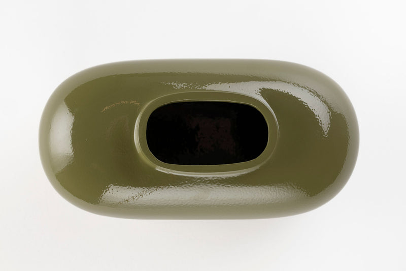 Vase Droplet S Dutchbone Grün – kleine Aluminiumvase im Retro-Design