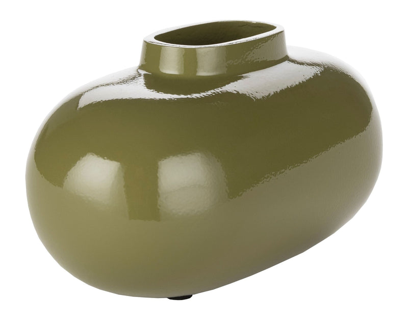 Vase Droplet S Dutchbone Grün – kleine Aluminiumvase im Retro-Design