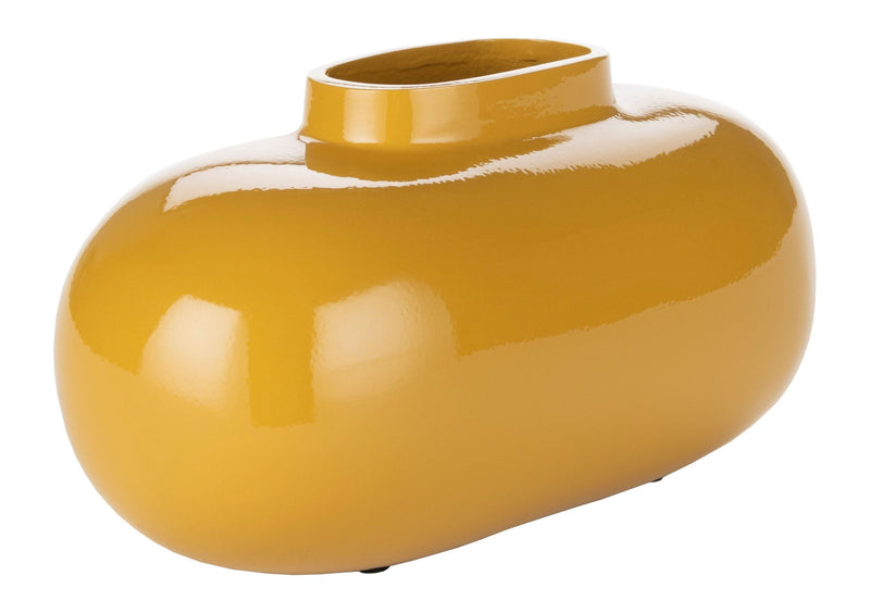 Deko-Vase Droplet M Ochre aus glänzendem Aluminium von Dutchbone