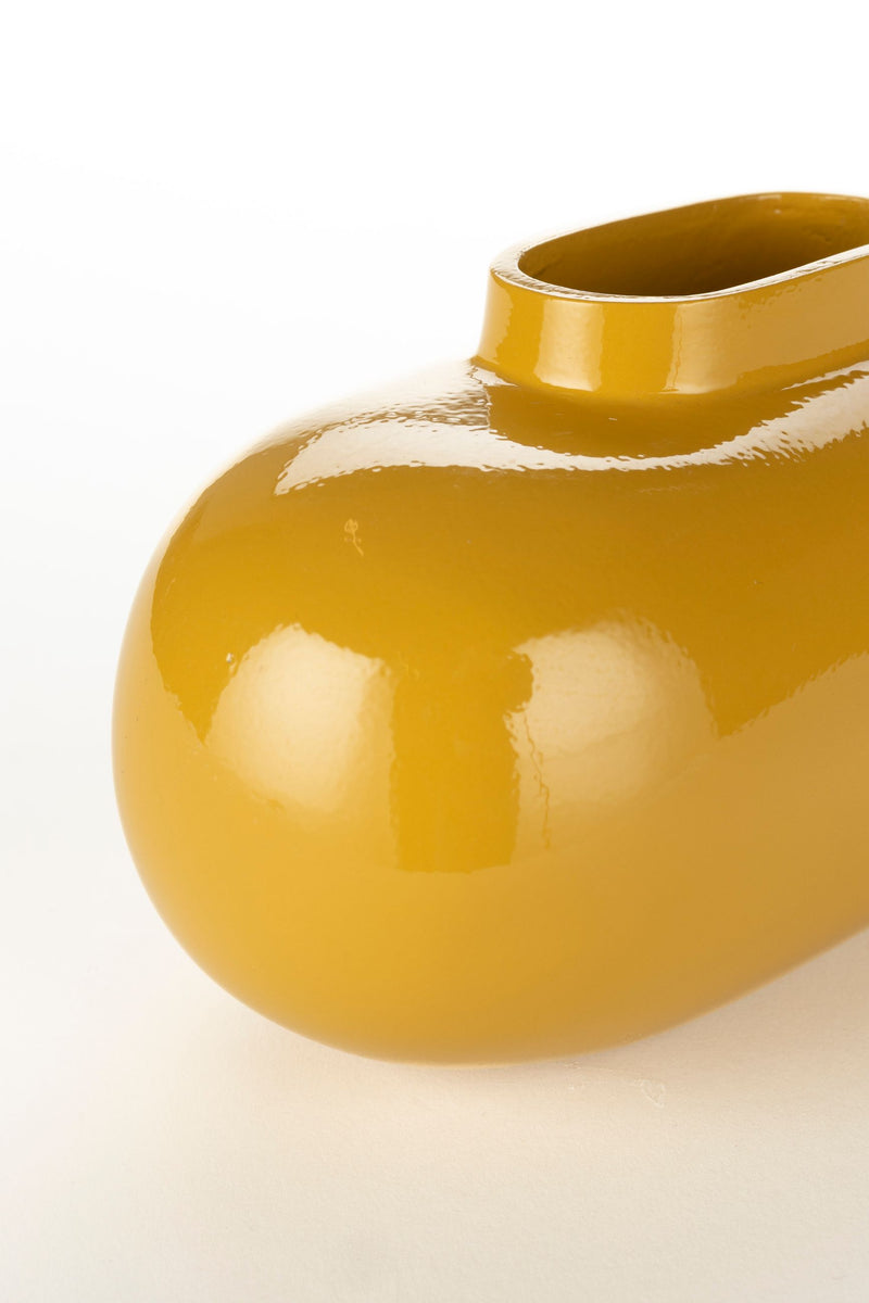 Deko-Vase Droplet S Ochre aus Aluminium mit glänzender Oberfläche