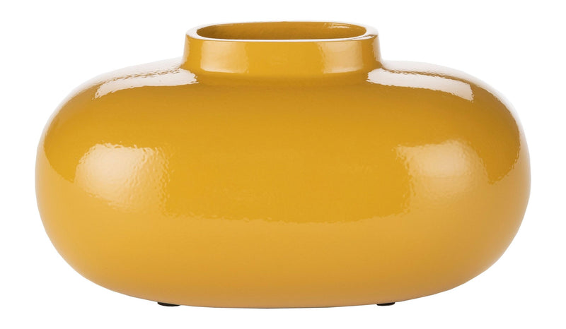 Deko-Vase Droplet S Ochre aus Aluminium mit glänzender Oberfläche