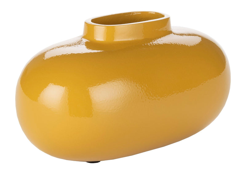Deko-Vase Droplet S Ochre aus Aluminium mit glänzender Oberfläche