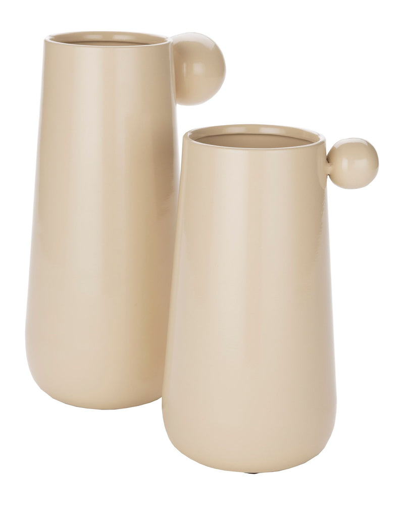 Vase Dot M Beige mit Kugel-Detail aus Eisen von Dutchbone