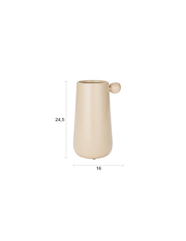 Vase Dot M Beige mit Kugel-Detail aus Eisen von Dutchbone