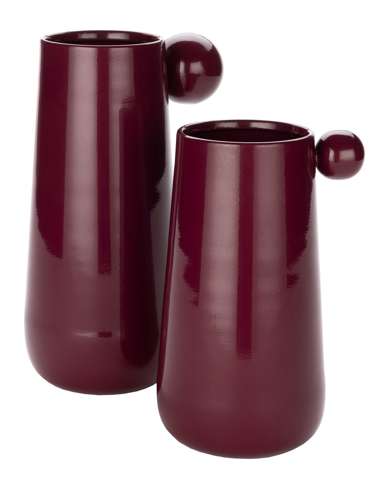 Dutchbone Vase Dot L Bordeaux aus Eisen mit glänzender Oberfläche