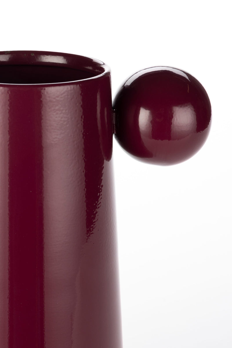Dutchbone Vase Dot L Bordeaux aus Eisen mit glänzender Oberfläche