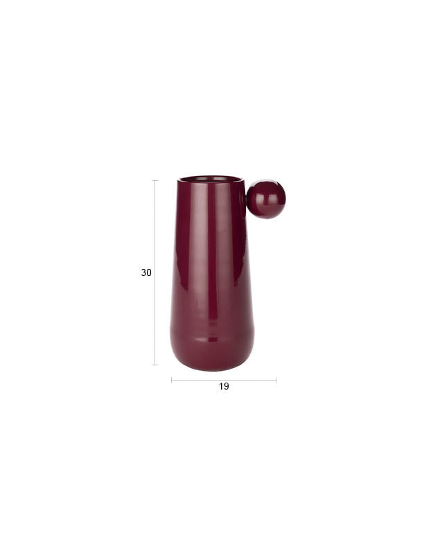 Dutchbone Vase Dot L Bordeaux aus Eisen mit glänzender Oberfläche